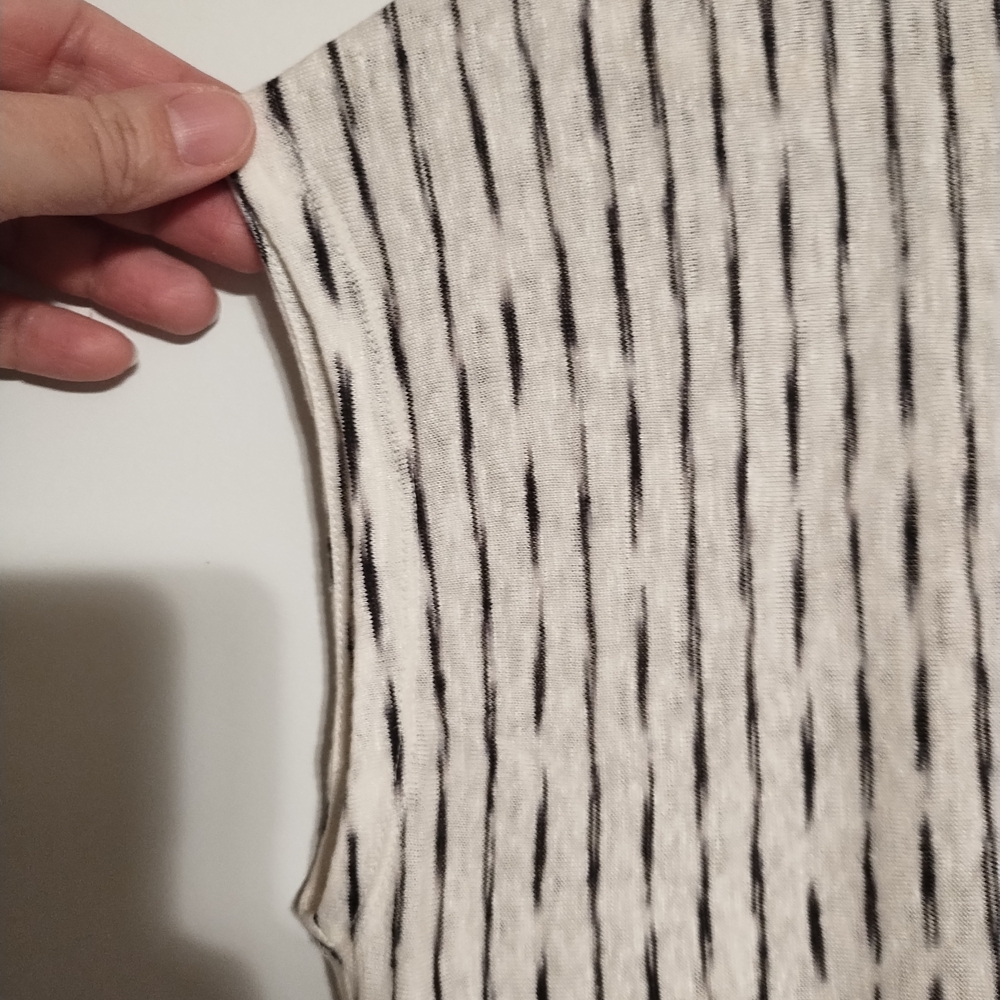 Eileen Fisher Black and White Striped Linen Tunic - Picture 3 of 6